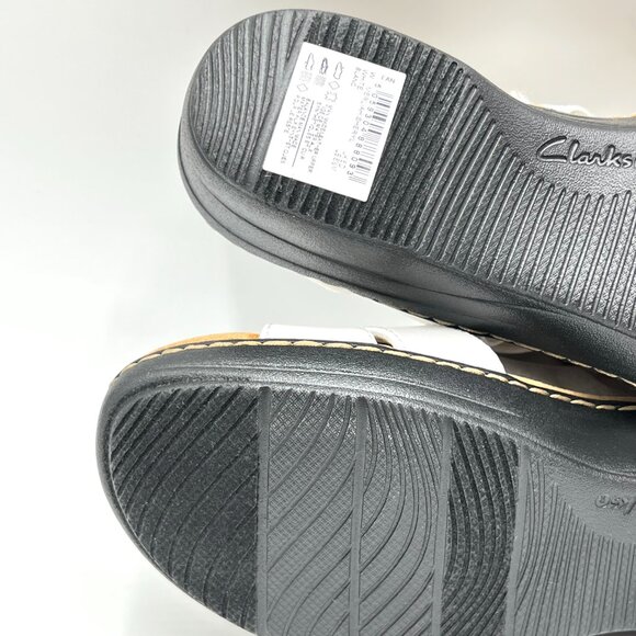 Clarks Womens Size 8.5 Merliah Sheryl White Leather Floral Wedge Sandals Shoes - Picture 10 of 14